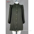 Ladies gewebtes Polyester-Langarmshirt